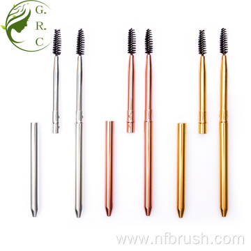 Metal Mascara Brushes Makeup Eyebrow Brush with Lid